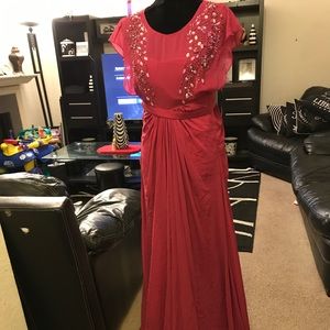 Magenta beaded Chiffon dress